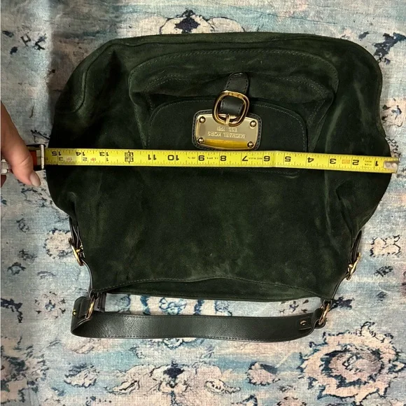 MICHAEL Michael Kors Forest Green Suede Shoulder Bag with Gold Hardware - Picture 9 of 9